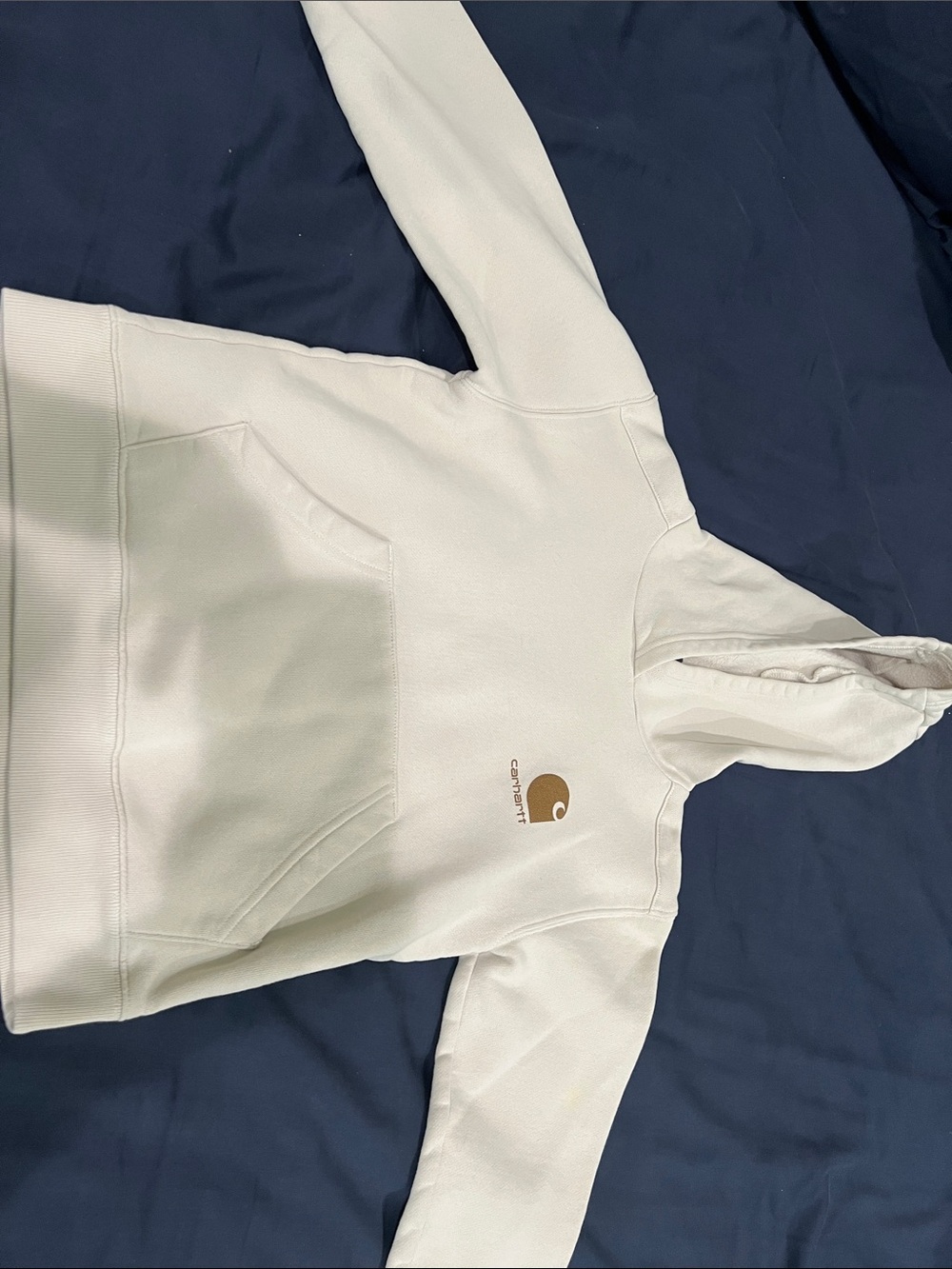 Carhartt Cream Hoodie with Tan Logo